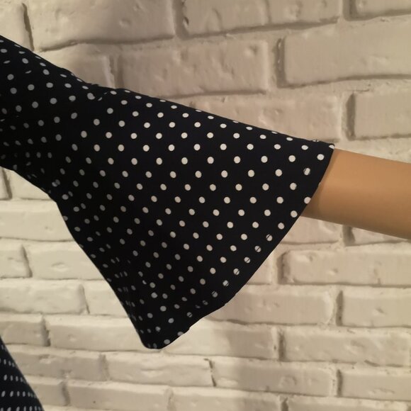 Cleo Ladies Navy & White Polka Dot Dress - Picture 6 of 7